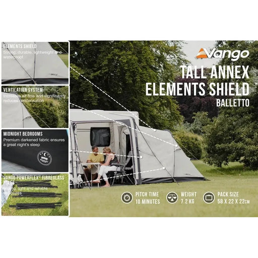 Vango Tall Annex Elements Shield - Balletto Tall Grey Violet Vango - Dynamic Drive