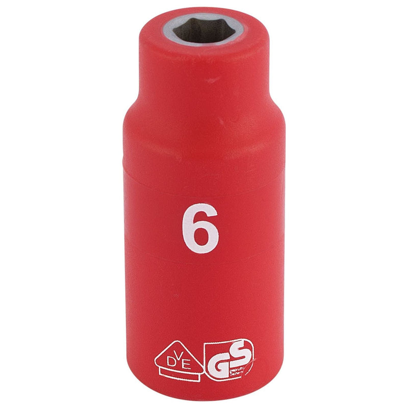 Draper Fully Insulated VDE Socket, 1/4" Sq. Dr., 6mm 31258 Draper - Dynamic Drive