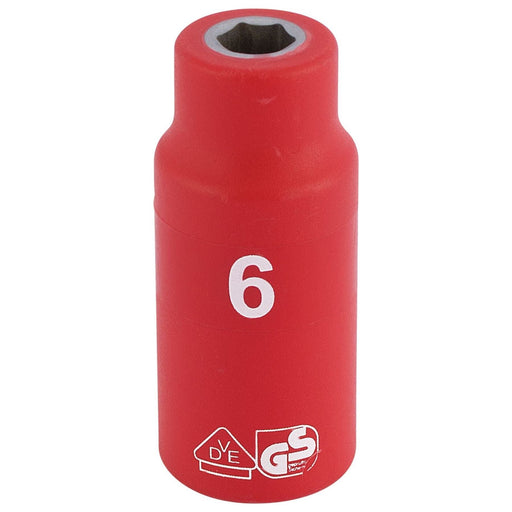 Draper Fully Insulated VDE Socket, 1/4" Sq. Dr., 6mm 31258 Draper - Dynamic Drive