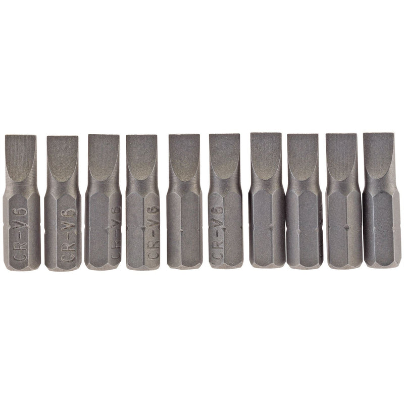 Draper Plain Slot Insert Bit, 6mm, 1/4" Hex, 25mm Long (Pack of 10) 64031 Draper - Dynamic Drive