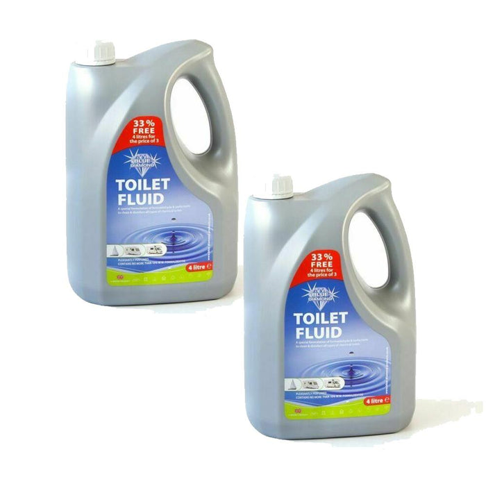 2 Blue Diamond 4L (8l) Toilet Fluid Chemical Concentrated Caravan Motorhome Boat Blue Diamond  - Dynamic Drive