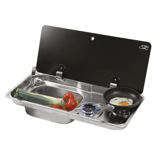 CAN Randi Hob & LH Sink Unit 765 x 355mm (Single Glass Lid / 2 Burners / Piezo) CAN - Dynamic Drive