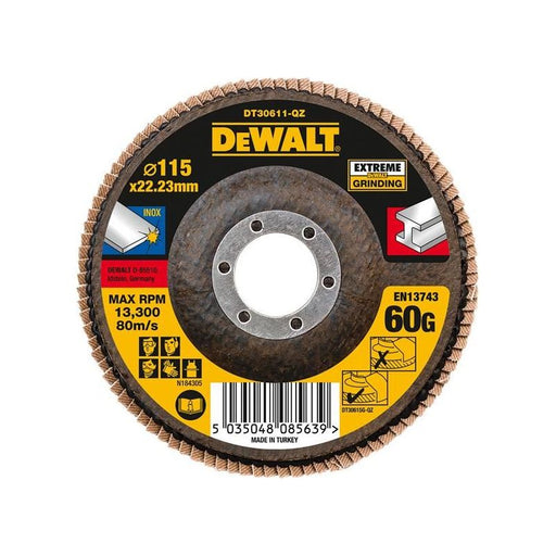 Dewalt Power Tools Extreme Flap Disc 115 x 22.2mm 60G DeWALT Power Tools - Dynamic Drive