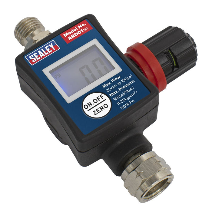 Sealey On-Gun Digital Pressure Regulator/Gauge ARD01 Sealey - Dynamic Drive