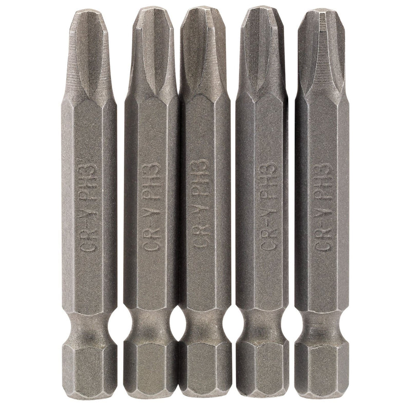 Draper Cross Slot Insert Bit, 1/4" Hex, 50mm Long, No.3 (Pack of 5) 64290 Draper - Dynamic Drive