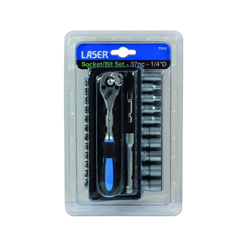Laser Socket & Bit Set 1/4"D 37pc 7310 Laser - Dynamic Drive
