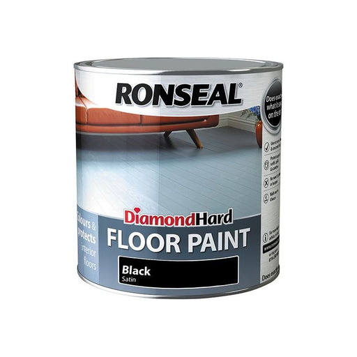 Ronseal Diamond Hard Floor Paint Satin Black 2.5 litre Ronseal - Dynamic Drive