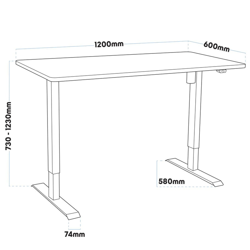 Dellonda Single Motor Adjustable-Height Electric Sit/Stand Desk - Oak Desktop Dellonda - Dynamic Drive