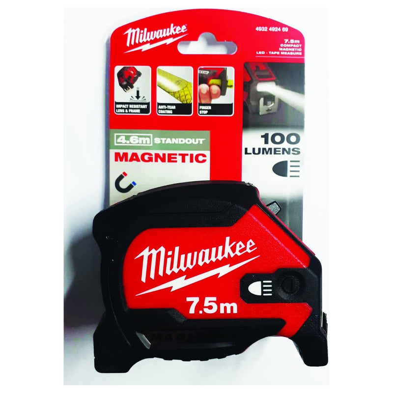 Milwaukee LED Magnetic Tape Measure 7.5 mtr Milwaukee - Dynamic Drive