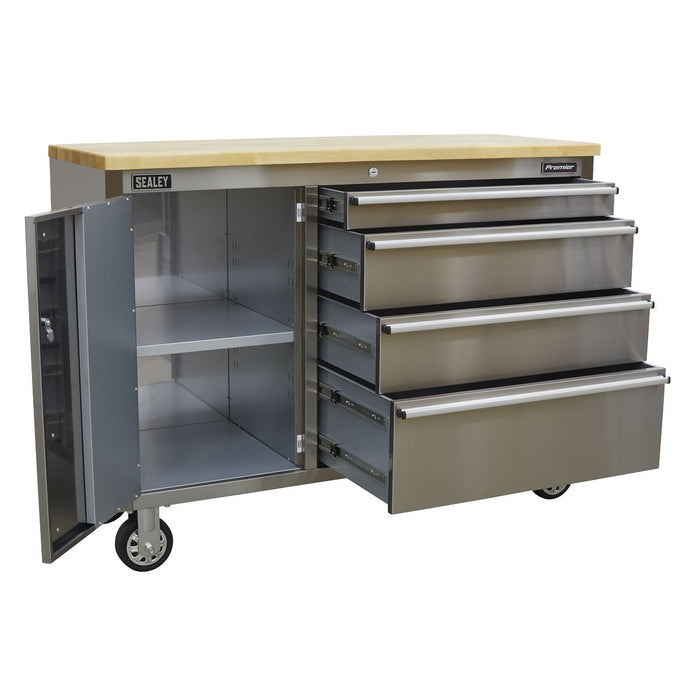 Sealey Mobile Stainless Steel Tool Cabinet 4 Drawer AP4804SS Sealey - Dynamic Drive