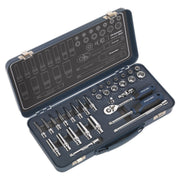 Sealey Premier 32pc 1/4" Drive Lock On Socket Set 4-14mm Ratchet Handle Sealey  - Dynamic Drive