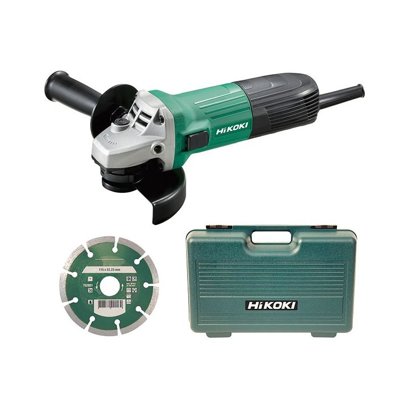 Hikoki G12STX/J7 Angle Grinder 115mm Diamond Blade & Case 600W 240V HiKOKI - Dynamic Drive