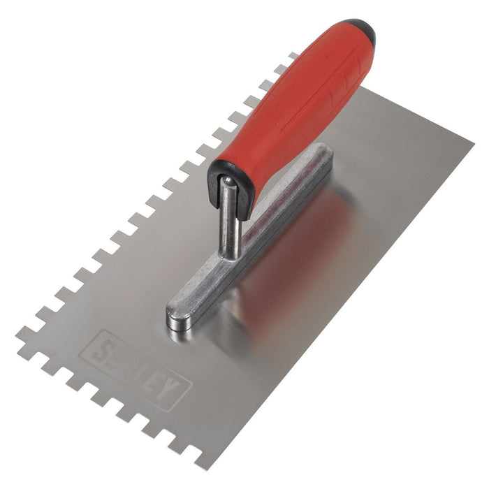 Sealey Stainless Steel 8mm Notched Trowel with Rubber Handle 270mm T7808 Sealey - Dynamic Drive