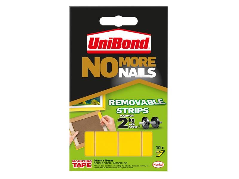Unibond No More Nails Indoor Removable Mounting Tape Strips (Pack of 10) UniBond - Dynamic Drive