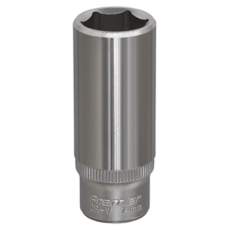 Sealey WallDrive Socket 14mm Deep 1/4"Sq Drive S1414D Sealey - Dynamic Drive