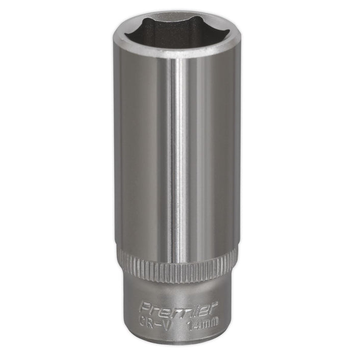 Sealey WallDrive Socket 14mm Deep 1/4"Sq Drive S1414D Sealey - Dynamic Drive