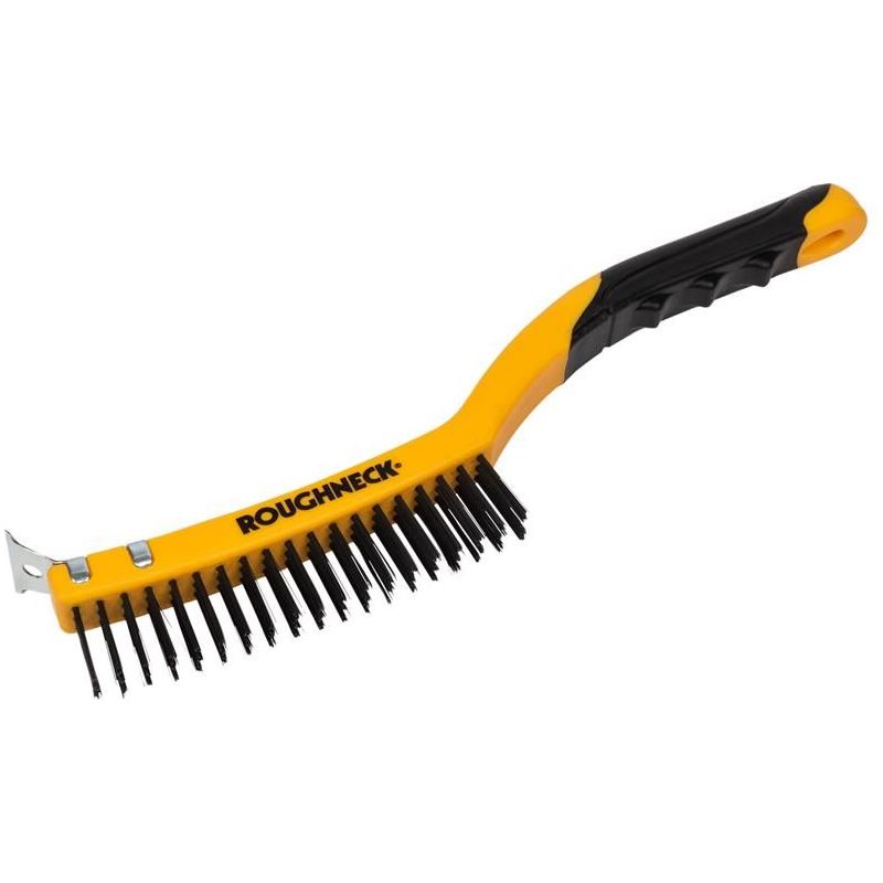 Roughneck Carbon Steel Wire Brush Soft Grip with Scraper 355mm (14in) - 3 Row Roughneck - Dynamic Drive