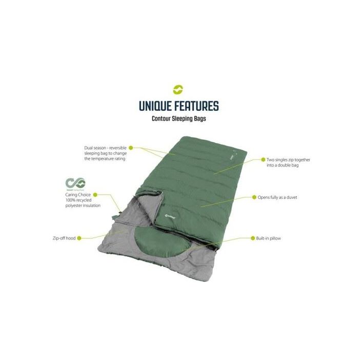Outwell Contour Lux Single Sleeping Bag 3 Season Deep Blue Outwell - Dynamic Drive