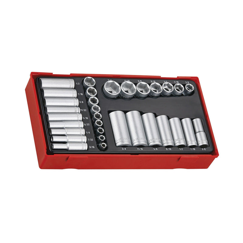 Teng Tools 1/4" & 3/8" Socket Set AF 6 pt TT1 32 Pieces Teng Tools - Dynamic Drive
