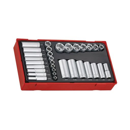 Teng Tools 1/4" & 3/8" Socket Set AF 6 pt TT1 32 Pieces Teng Tools - Dynamic Drive