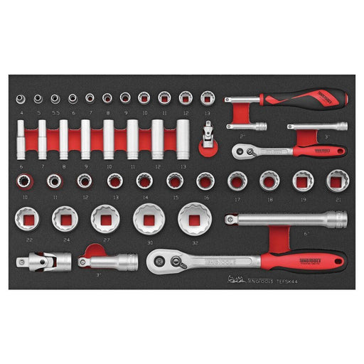 Teng Tools 1/4" & 1/2" Socket Set FOAM3 44 Pieces Teng Tools - Dynamic Drive