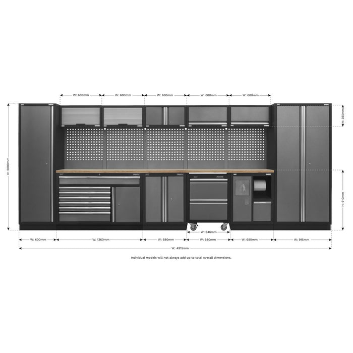 Superline Pro Superline PRO Storage System with Pressed Wood Worktop 4.9m Superline Pro - Dynamic Drive