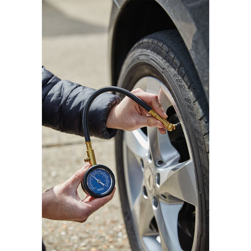 Draper Tyre Pressure Gauge with Flexible Hose 69924 Draper - Dynamic Drive