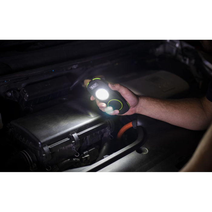 Sealey Rechargeable Torch Light Wireless Speaker 10W COB LED 500 Lumens Lamp Sealey  - Dynamic Drive