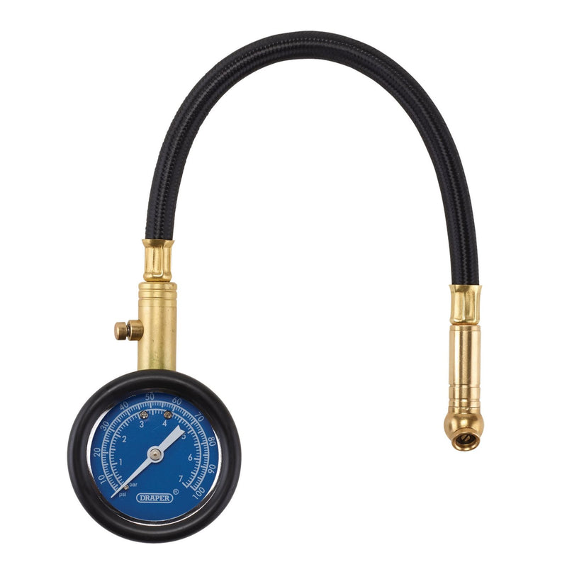 Draper Tyre Pressure Gauge with Flexible Hose 69924 Draper - Dynamic Drive