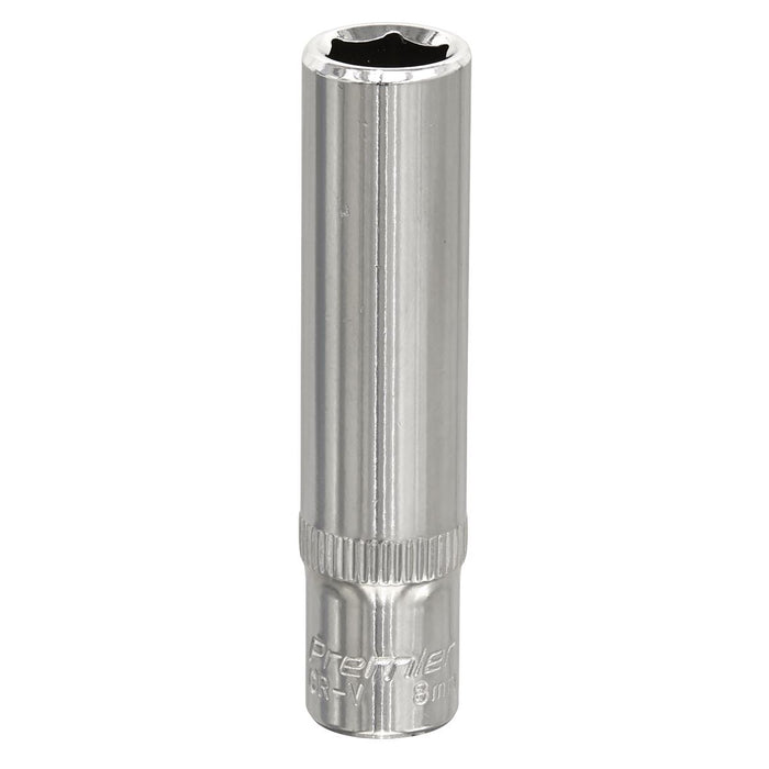 Sealey WallDrive Socket 8mm Deep 1/4"Sq Drive Fully Polished SP1408D Sealey - Dynamic Drive