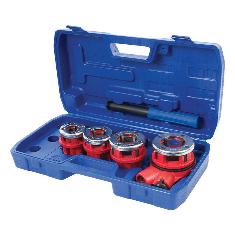 Silverline Pipe Threading Kit 5pce 1/2”, 3/4”, 1” & 1-1/4” BSPT Silverline - Dynamic Drive