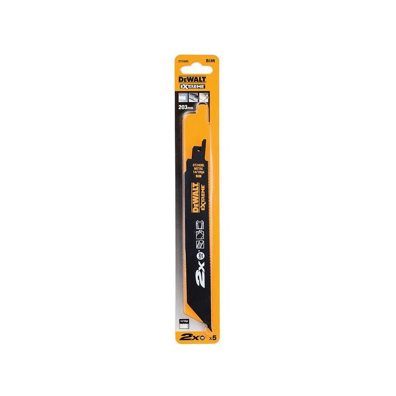Dewalt Power Tools 2X Life Metal Reciprocating Blade 203mm x 14/18 TPI Pack of 5 DeWALT Power Tools - Dynamic Drive