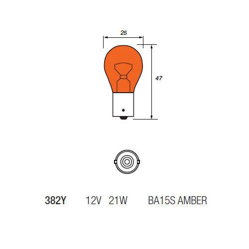 x10 Autolamps 382Y P21W BA15S Amber Orange Indicator Car Light Bulb 343 12v 21w Autoinparts  - Dynamic Drive