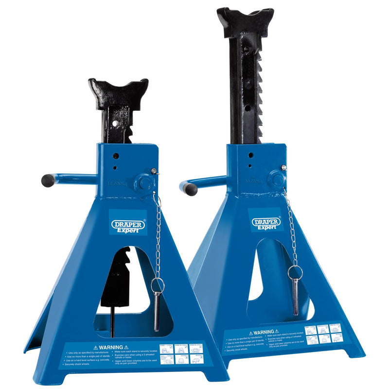 Draper Pneumatic Rise Ratcheting Axle Stands, 10 Tonne (Pair) 01815 Draper - Dynamic Drive