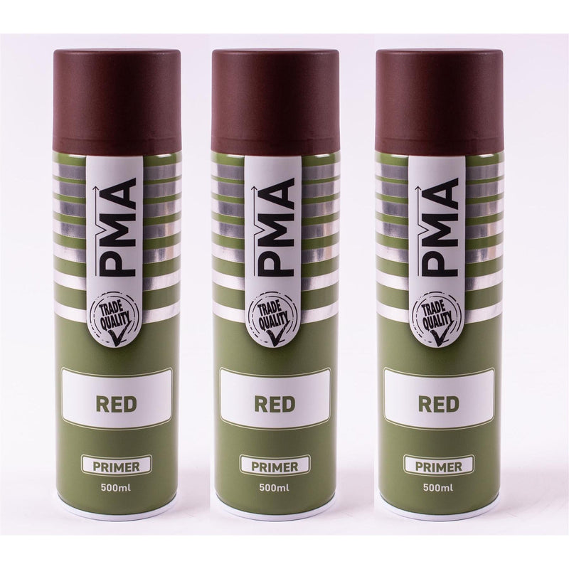 3 x PMA Tough Durable Primer Spray Paint - Red - 500ml PCPA1021 PMA - Dynamic Drive