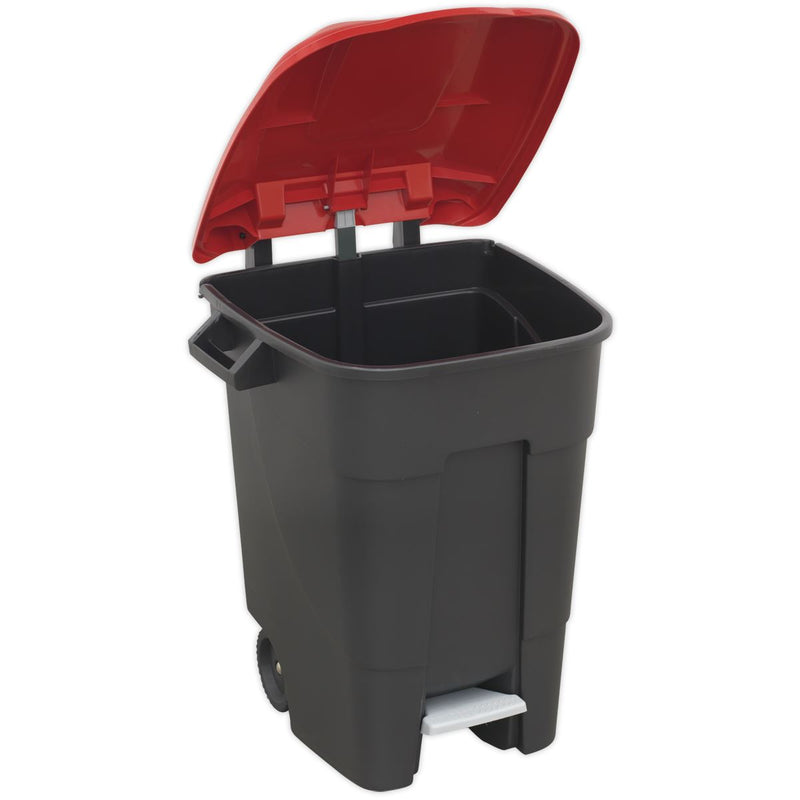 Sealey Refuse/Wheelie Bin with Foot Pedal 100L Red BM100PR Sealey - Dynamic Drive
