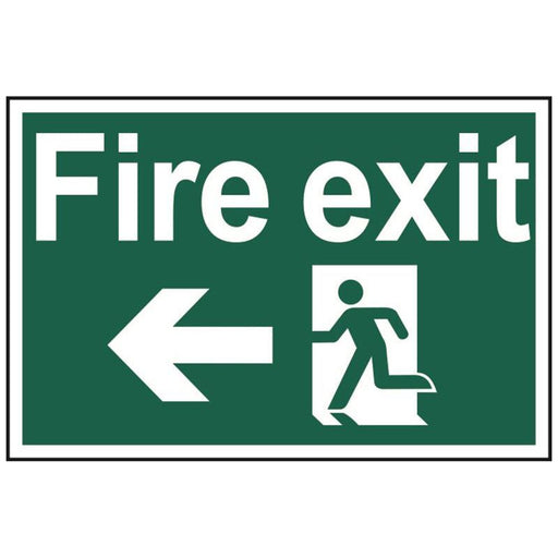 Scan Fire Exit Running Man Arrow Left - PVC Sign 300 x 200mm Scan - Dynamic Drive