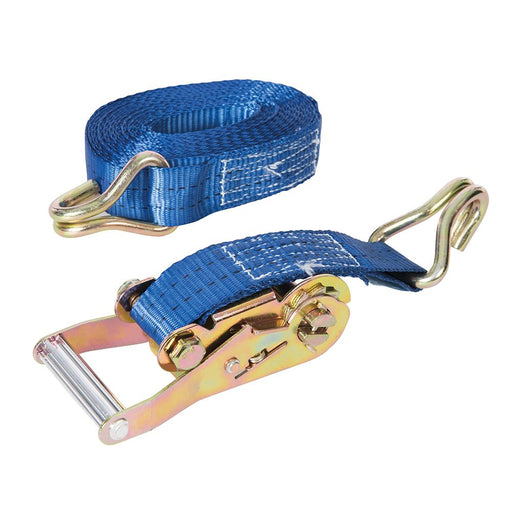 Silverline Ratchet Tie Down Strap J-Hook 6m x 38mm - Rated 750kg Capacity 1500kg Silverline - Dynamic Drive