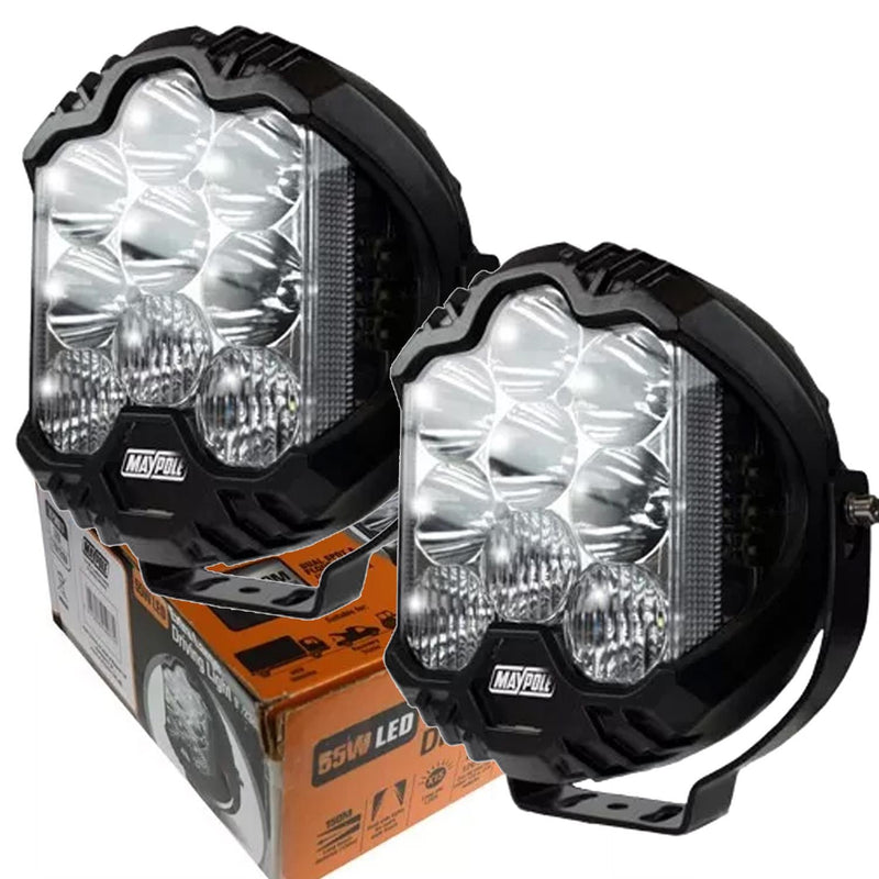 2 x Maypole E-Approved 9-Inch Round LED Driving Light with Side Light & Spot Beam Maypole - Dynamic Drive