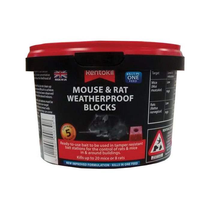 Rentokil Rat & Mouse Weatherproof Blocks (Tub of 5) Rentokil - Dynamic Drive