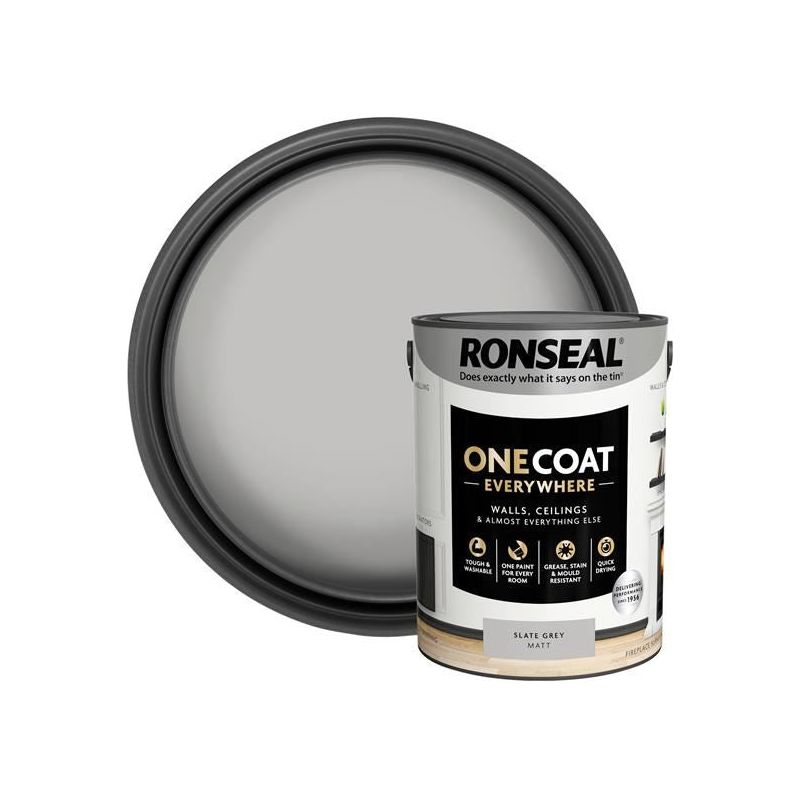 Ronseal One Coat Everywhere Interior Slate Grey Matt 5 litre Ronseal - Dynamic Drive