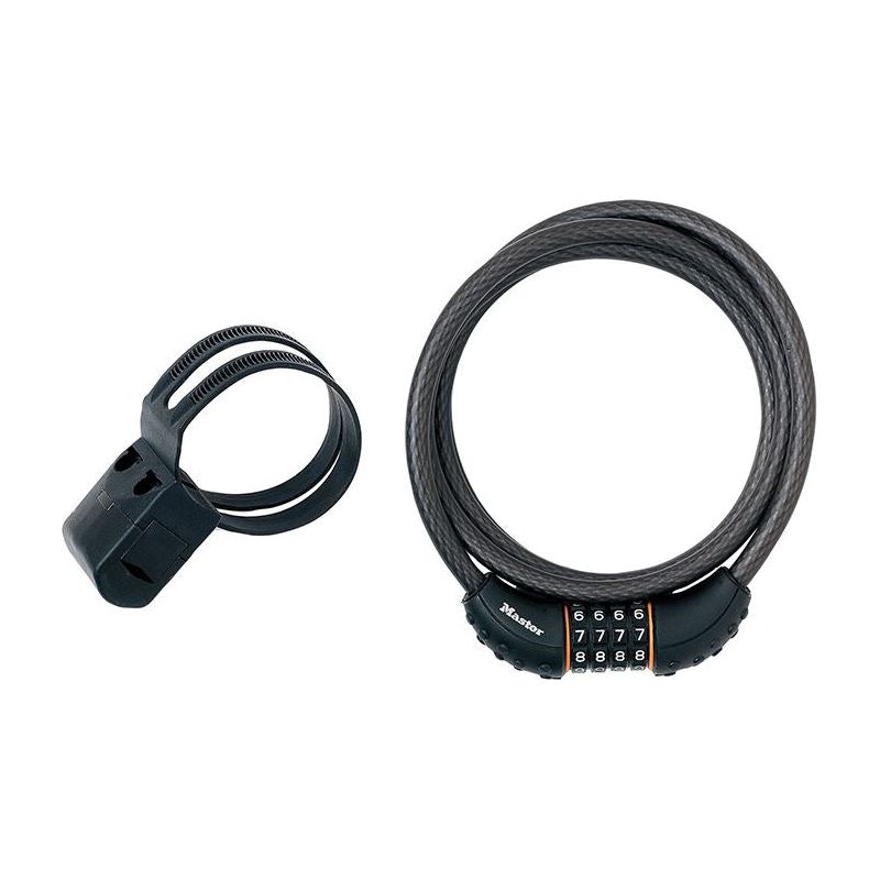 Master Lock Black Braided Steel Combination Cable 1.8m x 10mm Master Lock - Dynamic Drive