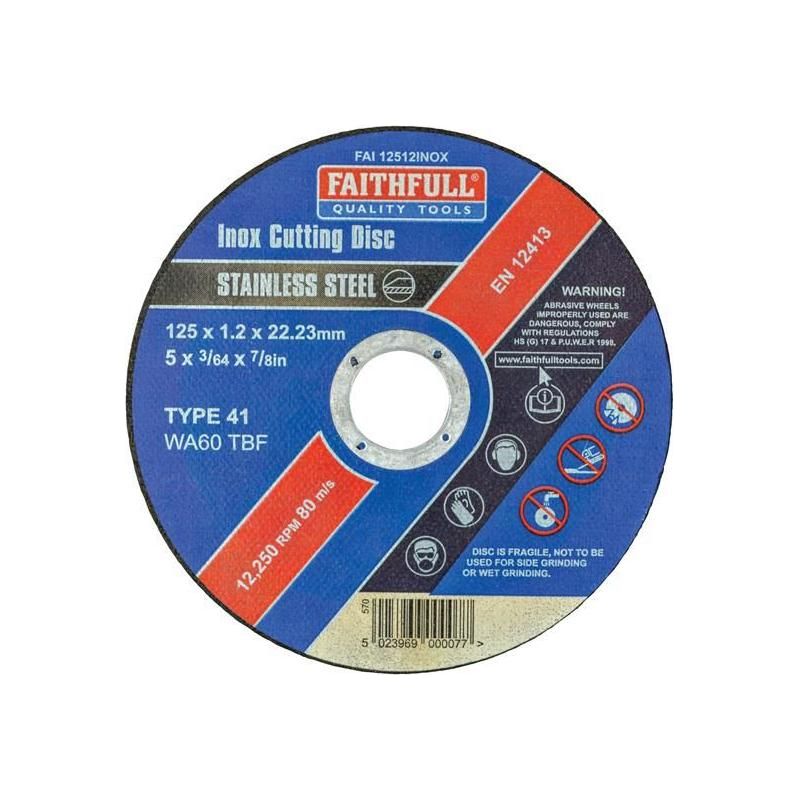 Faithfull Inox Cutting Disc 125 x 1.2 x 22.23mm Faithfull - Dynamic Drive