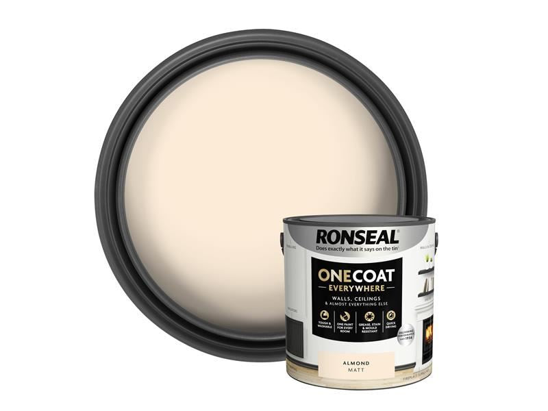 Ronseal One Coat Everywhere Interior Paint Almond Matt 2.5 litre Ronseal - Dynamic Drive