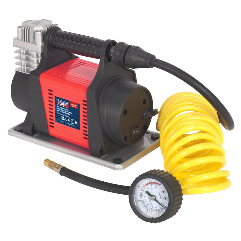 Sealey Tyre Inflator/Mini Air Compressor 12V Heavy-Duty MAC05 Sealey - Dynamic Drive