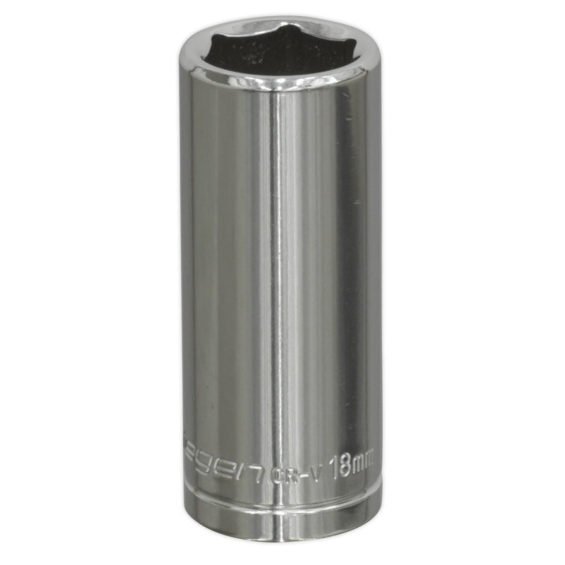 Sealey WallDrive Socket 18mm Deep 3/8"Sq Drive S0596 Sealey - Dynamic Drive