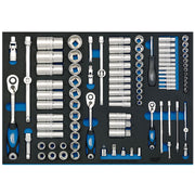 Draper Soft Grip Socket Set in Full Plus Drawer EVA Insert Tray, 1/4", 3/8" & 1/ Draper - Dynamic Drive