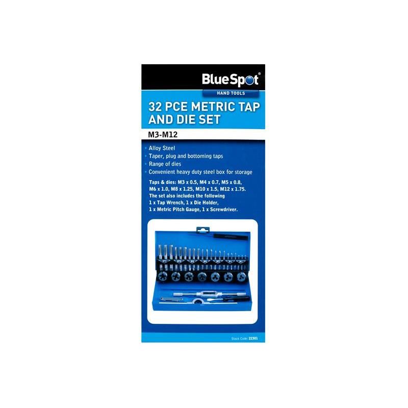 Bluespot Tools Metric Tap and Die Set, 32 Piece BlueSpot Tools - Dynamic Drive