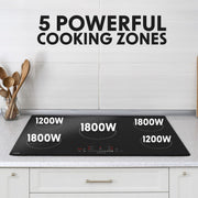 Baridi Integrated Induction Hob with 5 Cooking Zones 90cm 9300W Output Baridi - Dynamic Drive