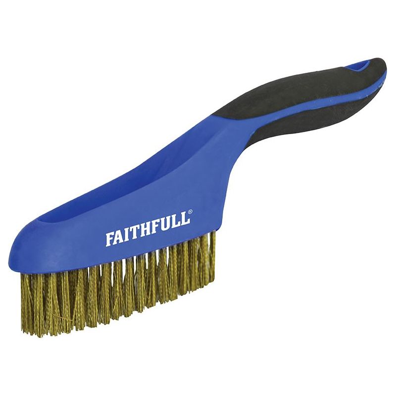 Faithfull Scratch Brush Soft Grip 4 x 16 Row Brass Faithfull - Dynamic Drive